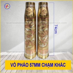 Vỏ Đạn Pháo 100mm chạm hoa văn Long Phụng