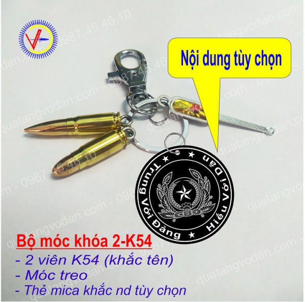 Bộ móc khóa đạn 2 viên K54 1 Bộ móc khóa đạn 2 viên K54