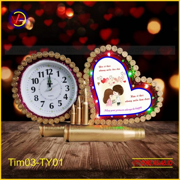 Tim vỏ đạn đồng hồ in ảnh Tình Yêu (nhiều mẫu) 1 Tim vỏ đạn đồng hồ in ảnh Tình Yêu